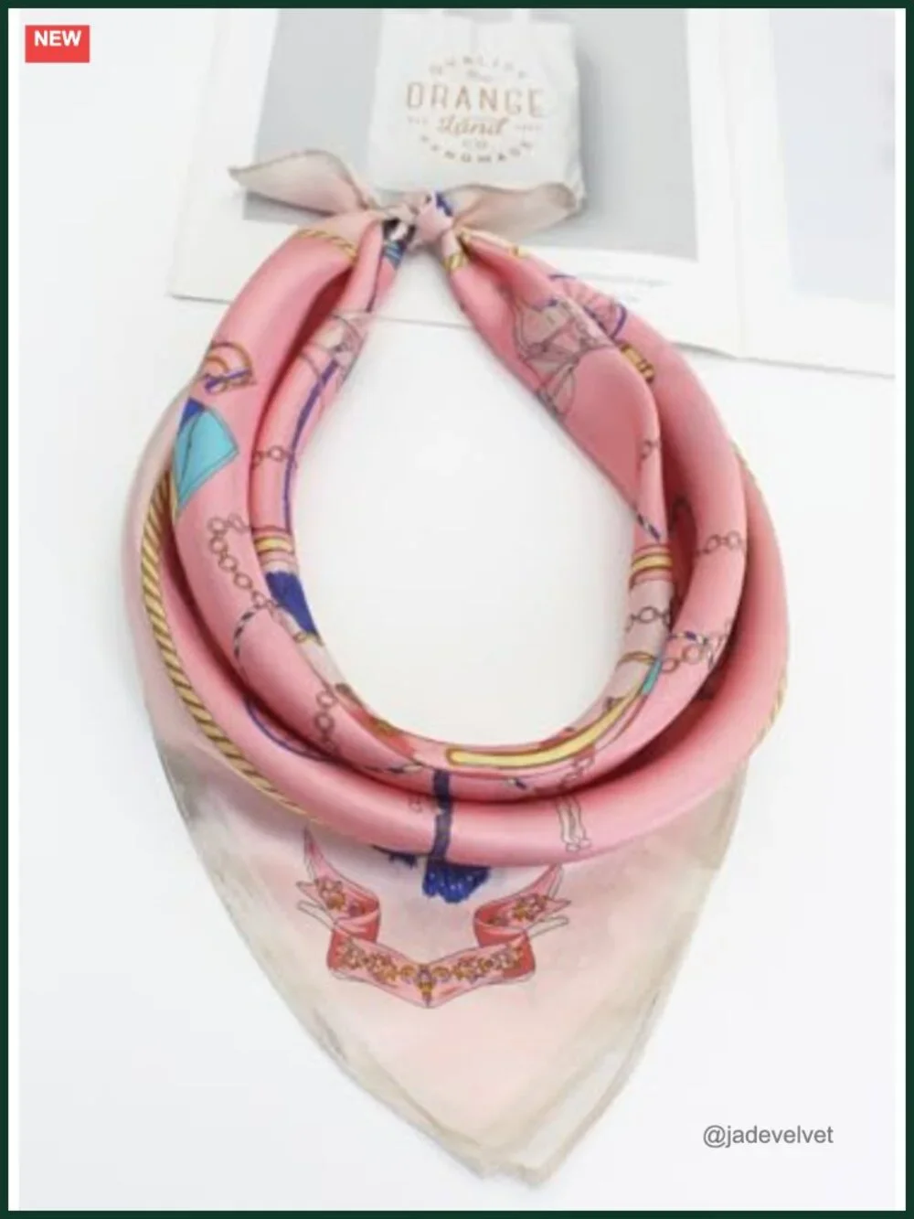 100% Pure Mulberry Silk Small Square Scarf - 21x21 Digital Printed Neckerchief
